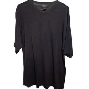 Bogari Shirt Men's Large Basic Black Cotton Blend Top Designed in Italy Casual